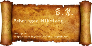 Behringer Nikolett névjegykártya
