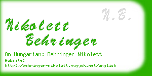 nikolett behringer business card